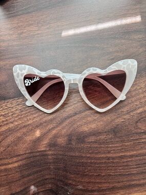 Bride Heart-Shaped White Patterned Sunglasses - Women Accessories